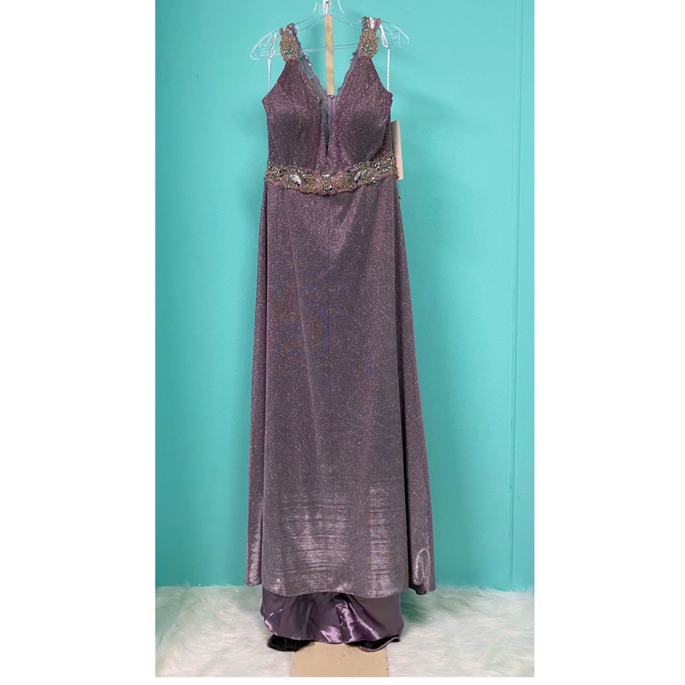 6547 Rachel Allan silver/lavender formal dress - Picture 3 of 6